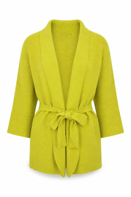 Debenhams Womens Yellow V-Neck  Cotton Cardigan Jumper Size 8