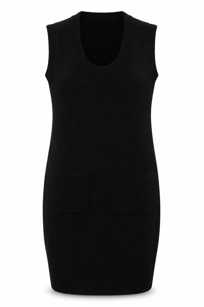 Pilot Womens Black  Acrylic Jumper Dress  Size 10  Crew Neck Pullover