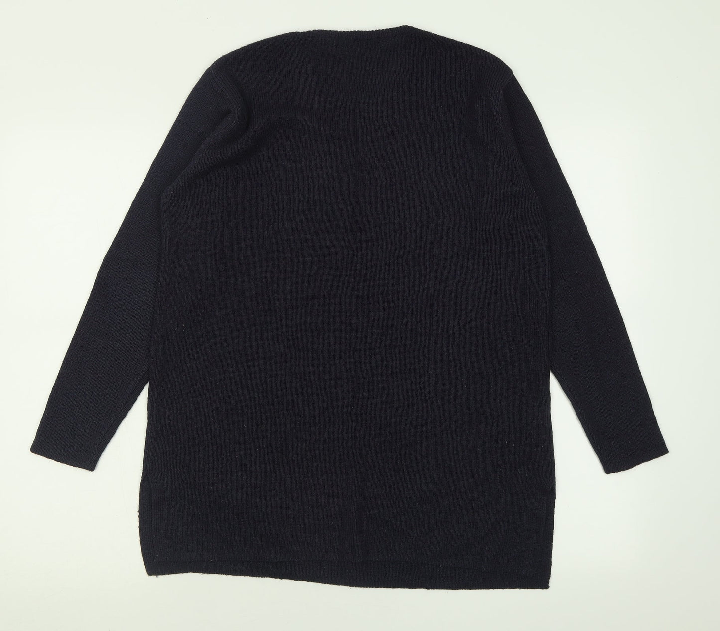 Joie De Vivre Womens Blue Crew Neck  Acrylic Pullover Jumper Size M