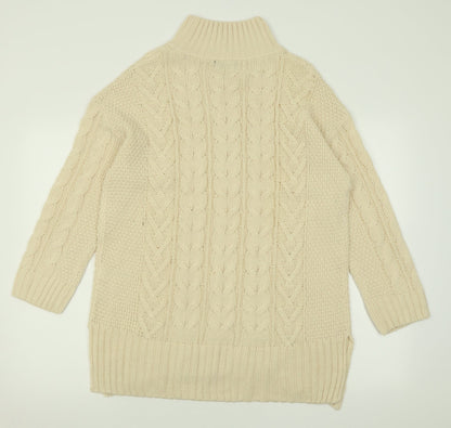 Preloved M&Co Womens Beige  Acrylic Jumper Dress  Size M  High Neck Pullover - Back