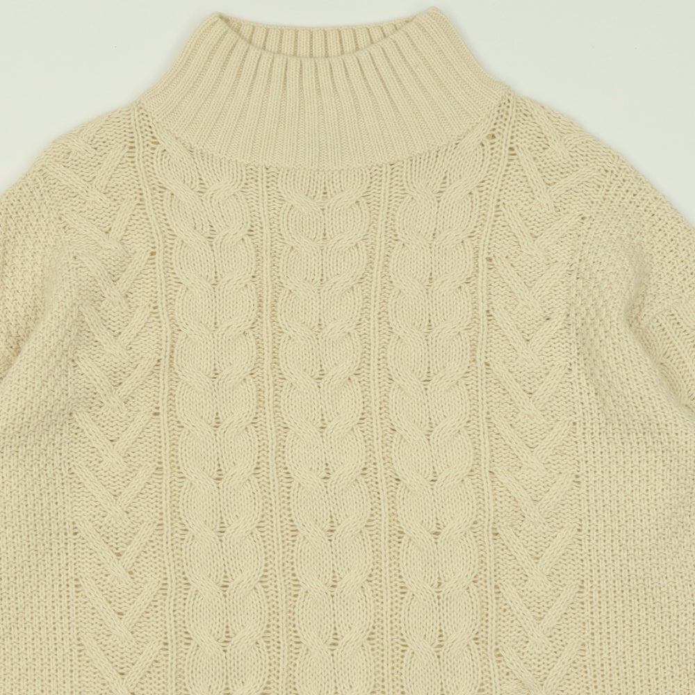 M&Co Womens Beige  Acrylic Jumper Dress  Size M  High Neck Pullover