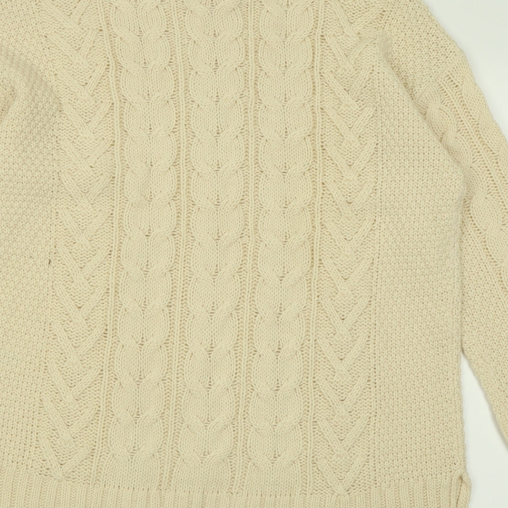 M&Co Womens Beige  Acrylic Jumper Dress  Size M  High Neck Pullover