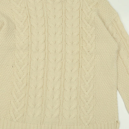 Preloved M&Co Womens Beige  Acrylic Jumper Dress  Size M  High Neck Pullover - Label
