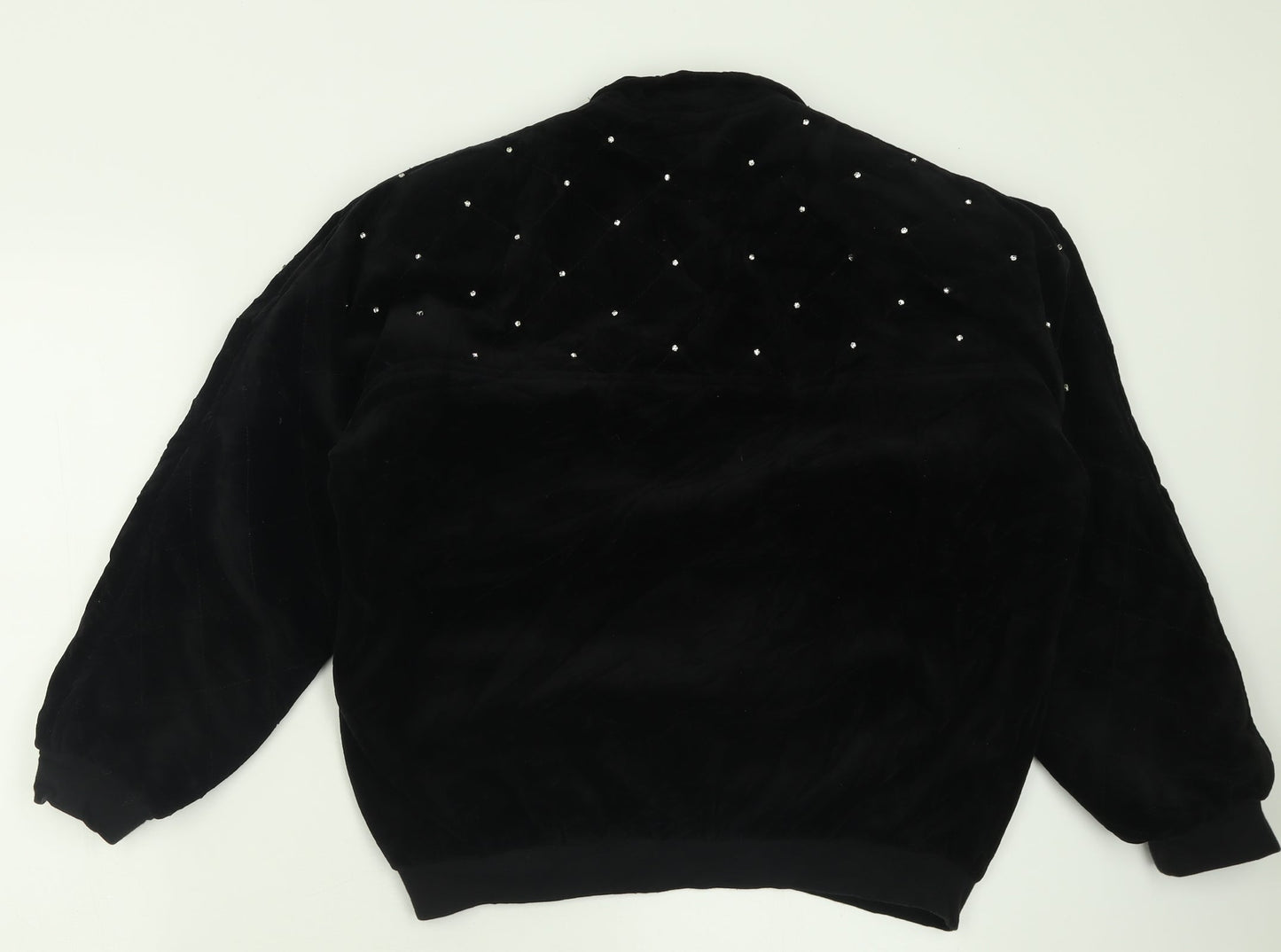 Janel Reger Womens Black Collared  Cotton Pullover Jumper Size M