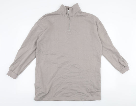 Papaya Womens Grey  Cotton Pullover Sweatshirt Size M  Zip