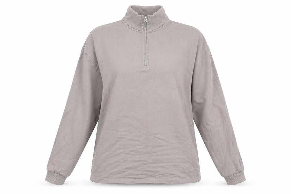 Papaya Womens Grey  Cotton Pullover Sweatshirt Size M  Zip