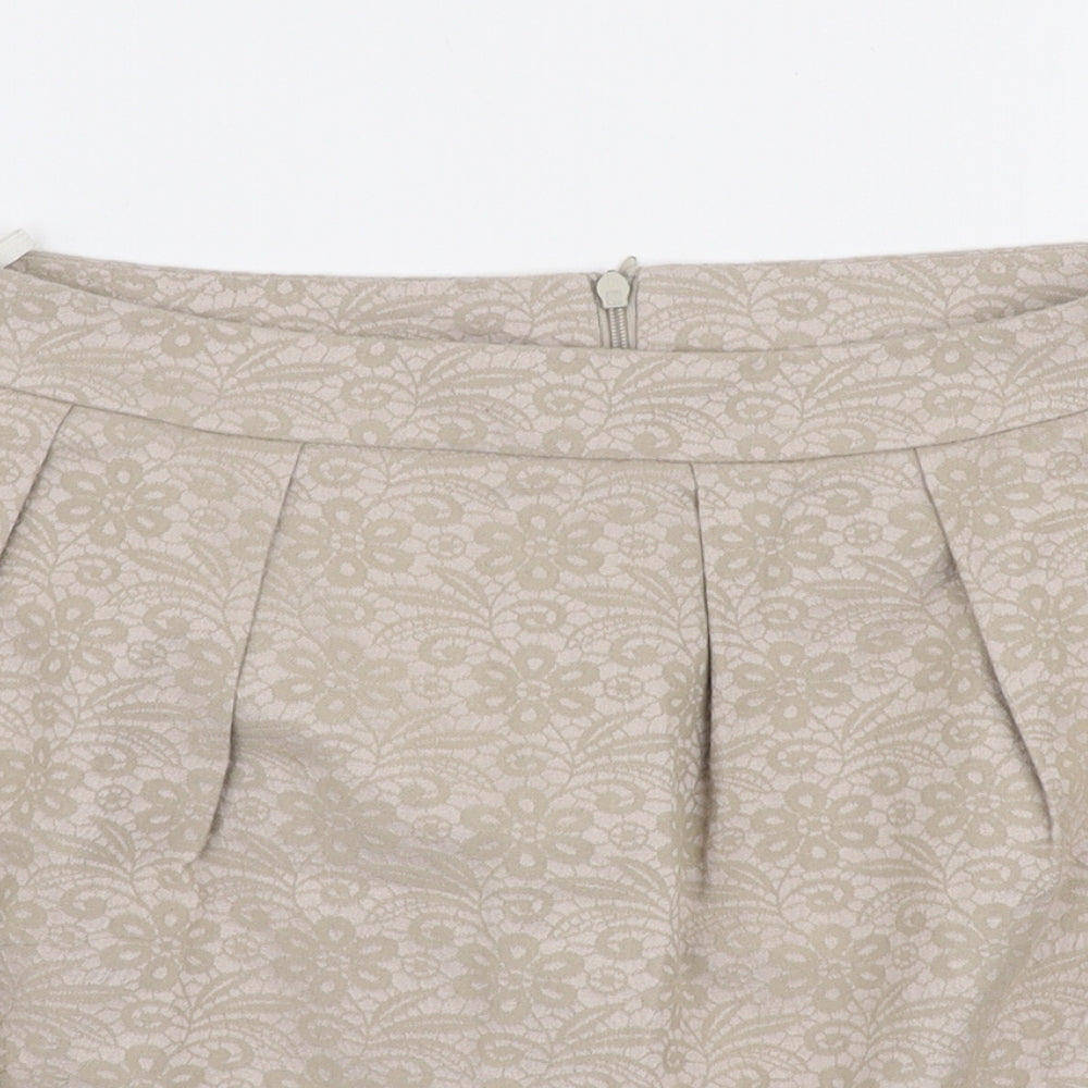 United Colors of Benetton Womens Beige  Cotton A-Line Skirt Size 8   Zip