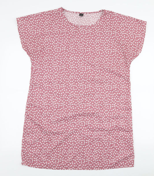 SheIn Womens Pink Floral Polyester A-Line  Size L  Round Neck Pullover