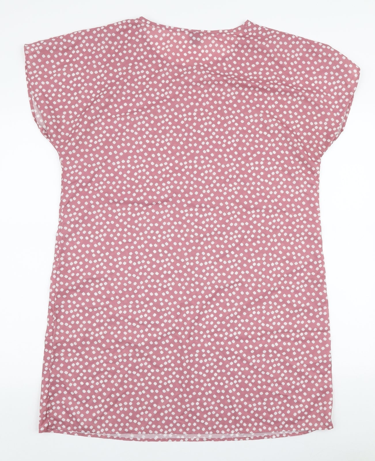 SheIn Womens Pink Floral Polyester A-Line  Size L  Round Neck Pullover