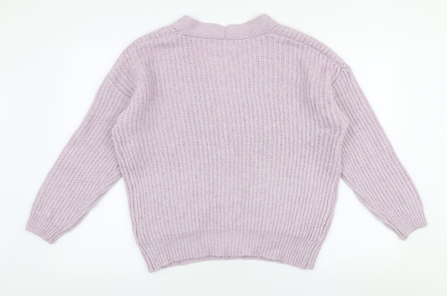 Primark Womens Purple V-Neck  Acrylic Cardigan Jumper Size 2XS