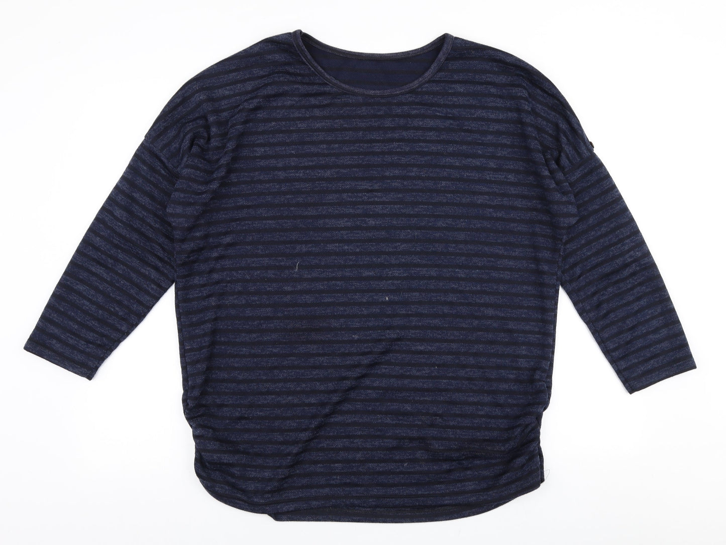 Preworn Womens Blue Round Neck Striped Polyester Pullover Jumper Size 12