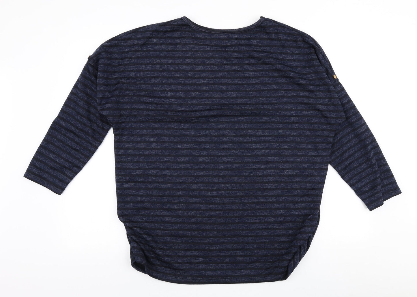 Preworn Womens Blue Round Neck Striped Polyester Pullover Jumper Size 12