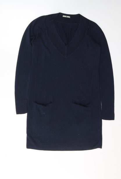 Tu Womens Blue  Acrylic Jacket Dress  Size 10  V-Neck Pullover