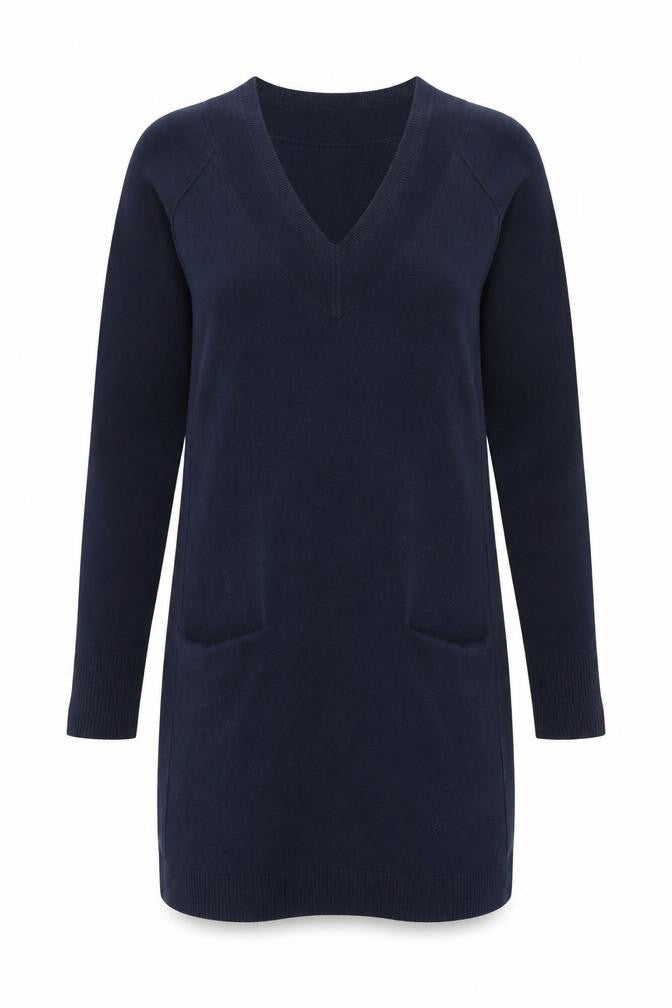 TU Womens Blue  Acrylic Jacket Dress  Size 10  V-Neck Pullover