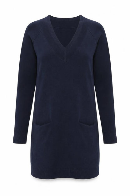 Tu Womens Blue  Acrylic Jacket Dress  Size 10  V-Neck Pullover
