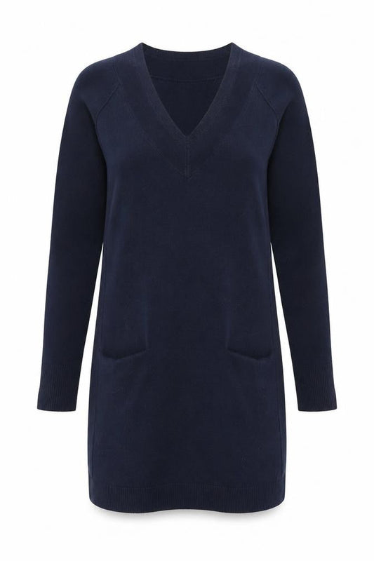 Tu Womens Blue  Acrylic Jacket Dress  Size 10  V-Neck Pullover