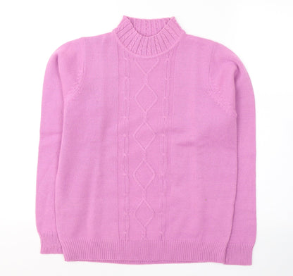 EWM Womens Pink Round Neck  Acrylic Pullover Jumper Size 10