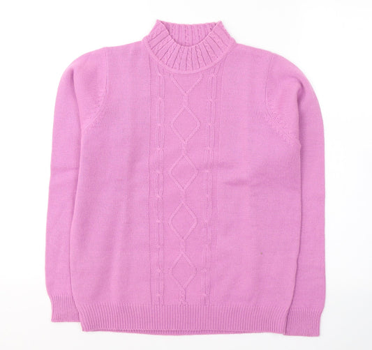 EWM Womens Pink Round Neck  Acrylic Pullover Jumper Size 10