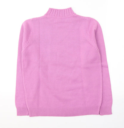 EWM Womens Pink Round Neck  Acrylic Pullover Jumper Size 10