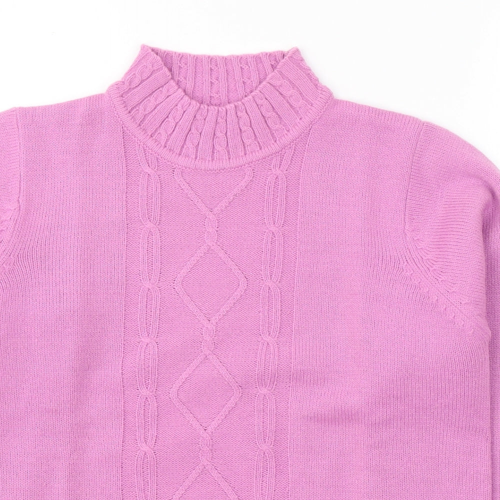 EWM Womens Pink Round Neck  Acrylic Pullover Jumper Size 10