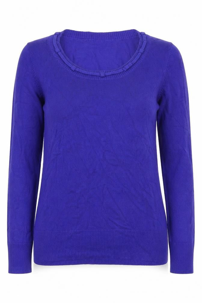 Preworn Womens Blue Round Neck  Viscose Pullover Jumper Size 12