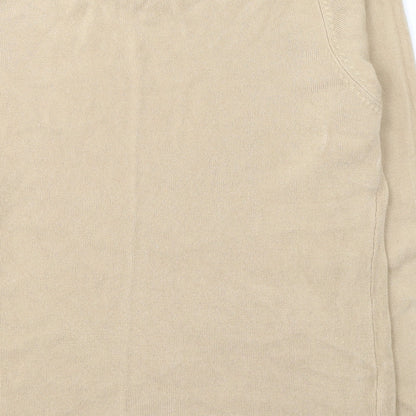 //Text Womens Beige Round Neck  Acrylic Pullover Jumper Size M