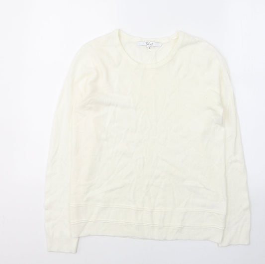 VIDA VI Womens White Round Neck  Acrylic Pullover Jumper Size M