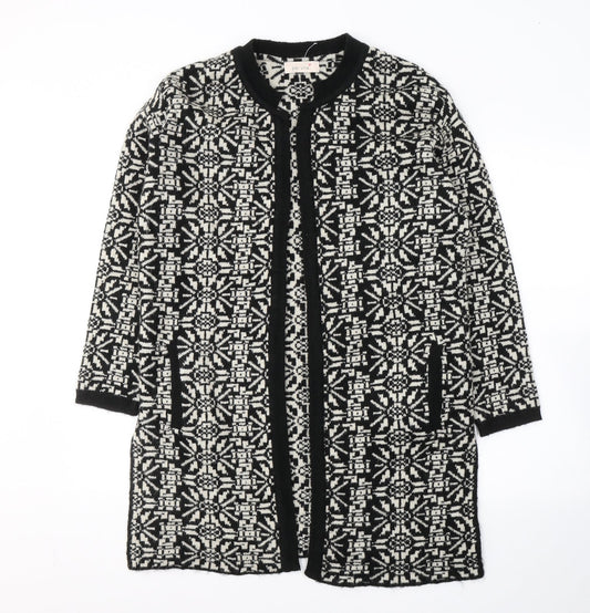 Per Una Womens Black V-Neck Geometric Acrylic Cardigan Jumper Size S