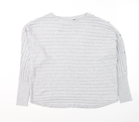 Dunnes Stores Womens Grey Round Neck  Polyester Pullover Jumper Size L