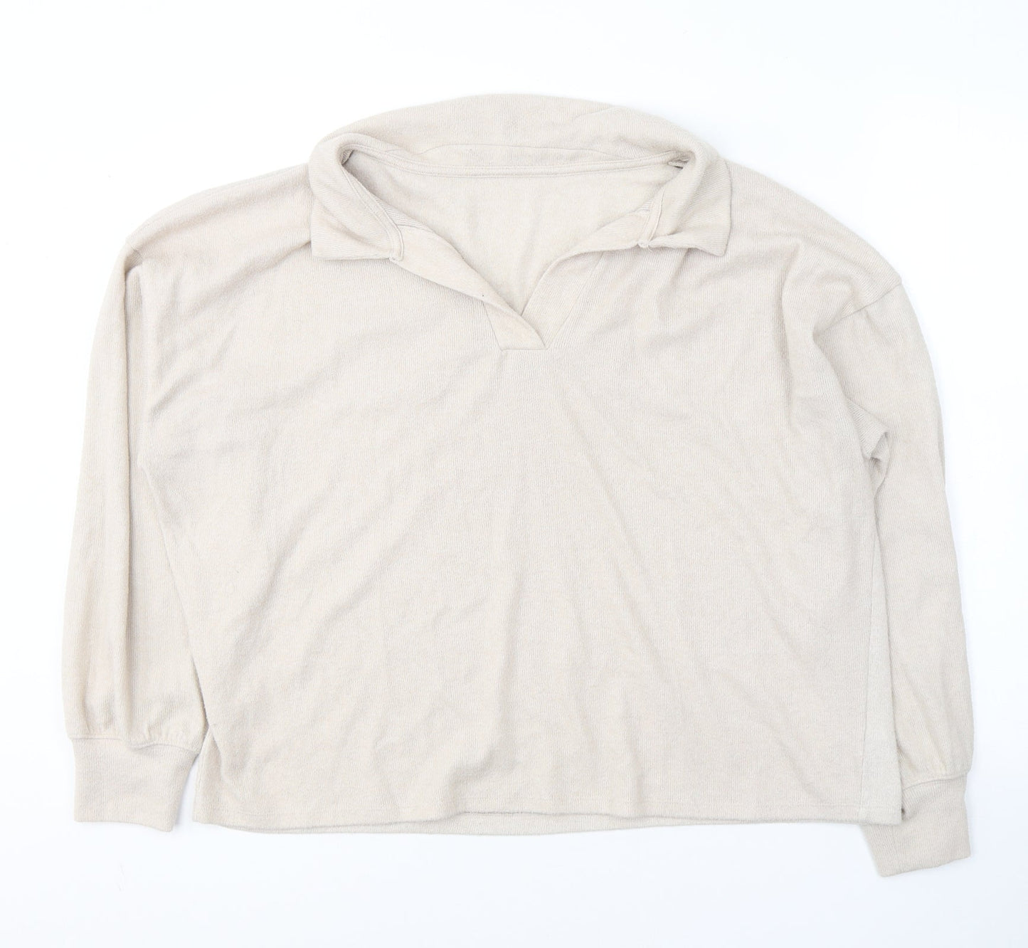 Dunnes Stores Womens Beige V-Neck  Polyester Pullover Jumper Size L