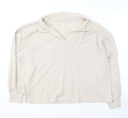 Dunnes Womens Beige V-Neck  Polyester Pullover Jumper Size L