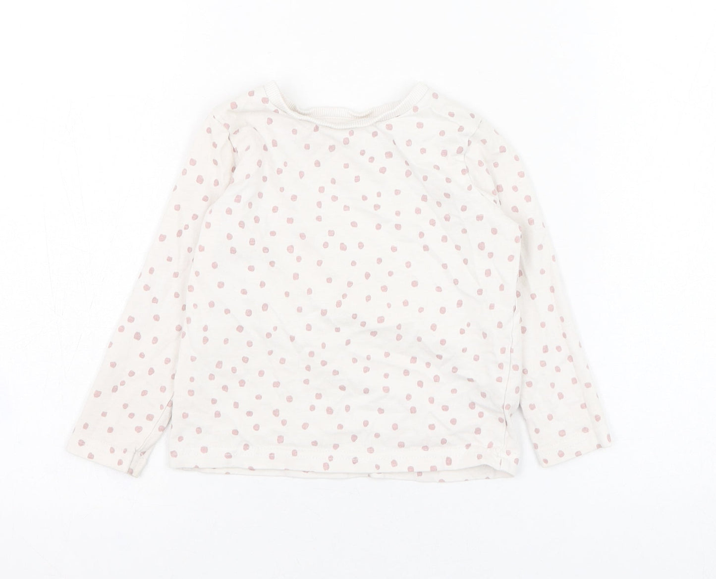 George Girls Ivory Polka Dot Cotton Basic T-Shirt Size 18-24 Months Round Neck Pullover