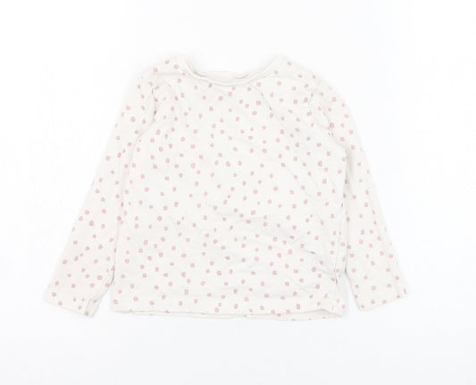 George Girls Ivory Polka Dot Cotton Basic T-Shirt Size 18-24 Months Round Neck Pullover