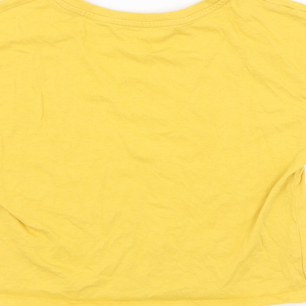 Primark Girls Yellow  Polyester Basic T-Shirt Size 11-12 Years Round Neck Pullover - You've got this