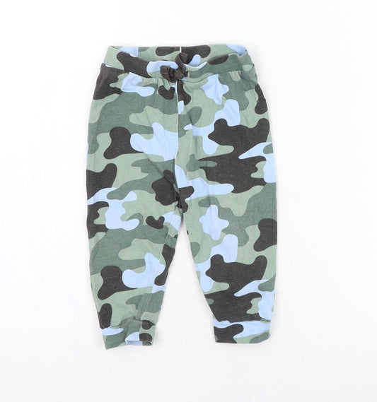 Peacocks Boys Green Camouflage Cotton Jogger Trousers Size 9-12 Months  Pullover