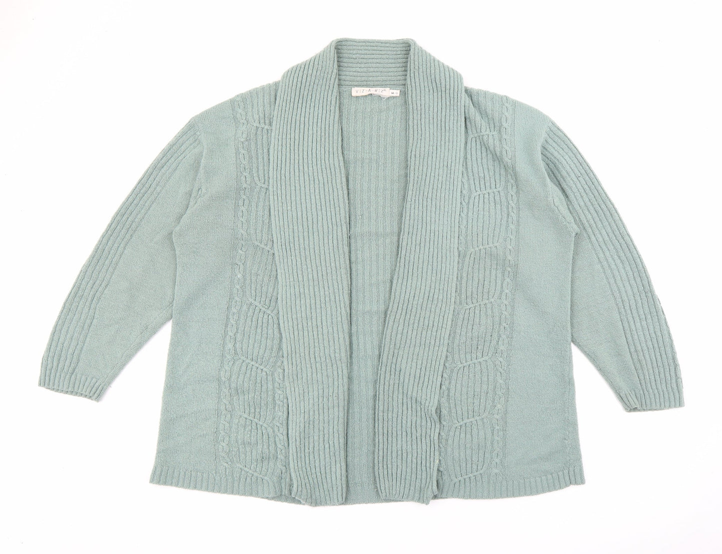 Viz a Viz Womens Green V-Neck  Acrylic Cardigan Jumper Size M