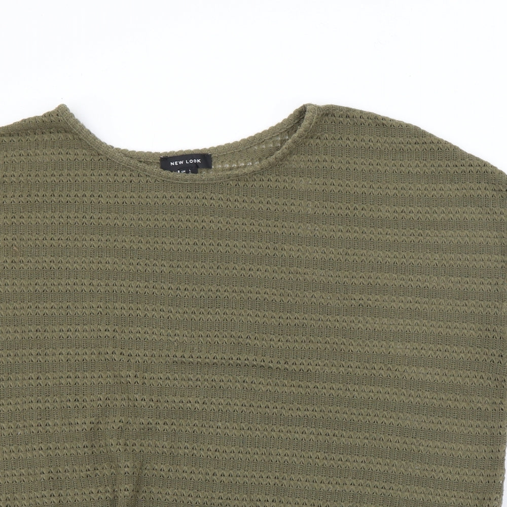 New Look Womens Green Crew Neck  Polyester Pullover Jumper Size L