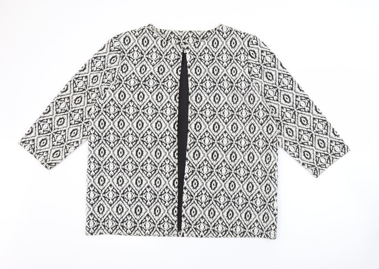 F&F Womens White Geometric  Jacket  Size 16  Hook & Eye