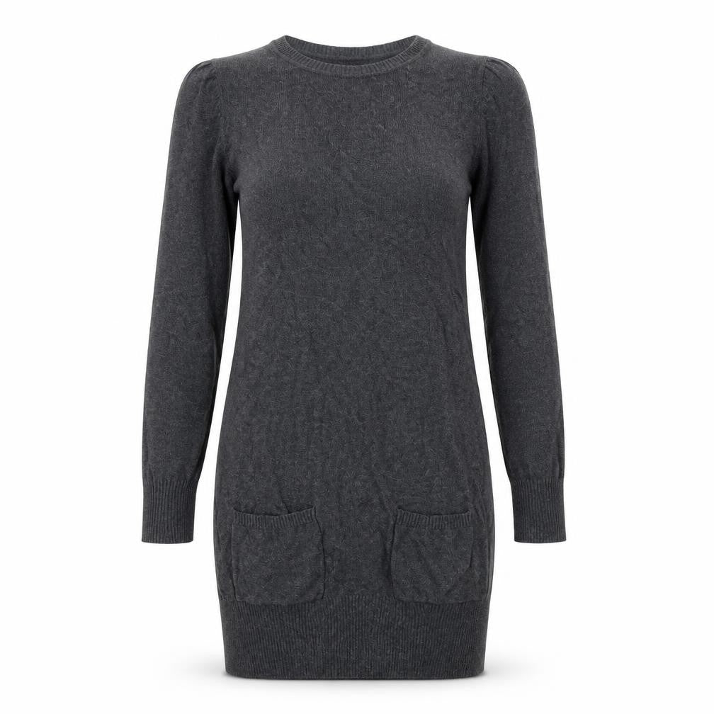 Dorothy Perkins Womens Grey  Cotton Jumper Dress  Size 6  Crew Neck