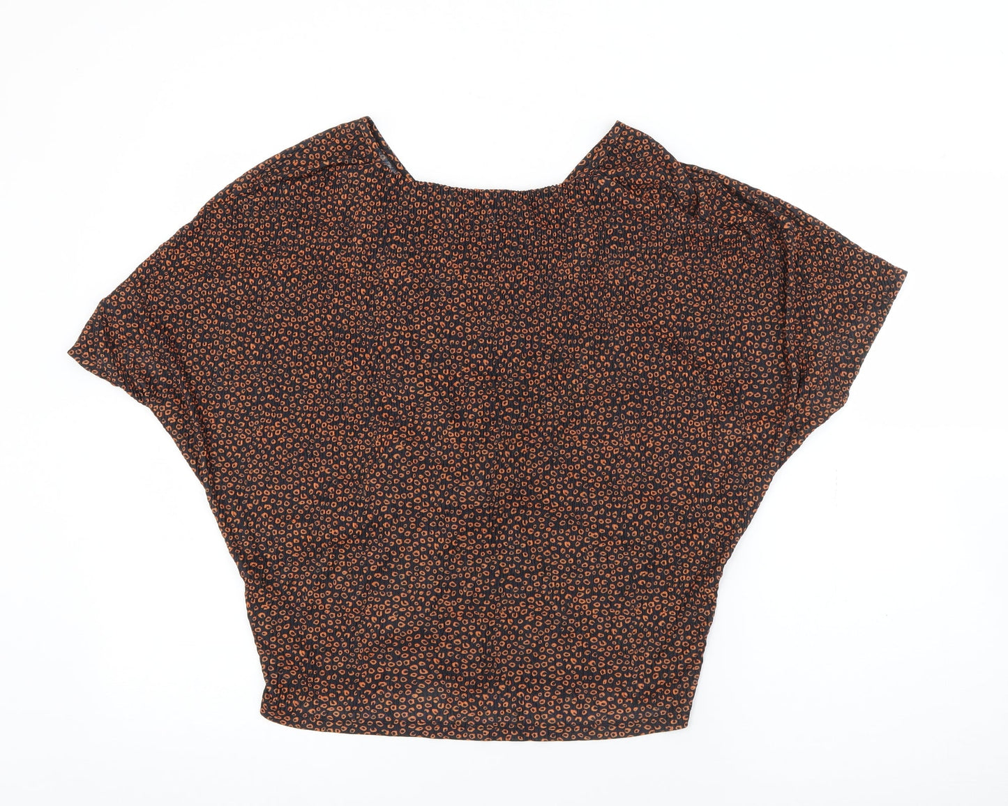 Marks and Spencer Womens Black Geometric Polyester Basic Blouse Size 12 V-Neck