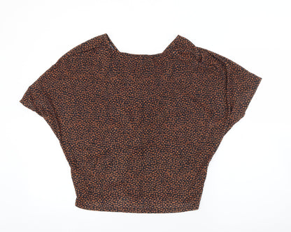 Marks & Spencer Womens Black Geometric Polyester Basic Blouse Size 12 V-Neck
