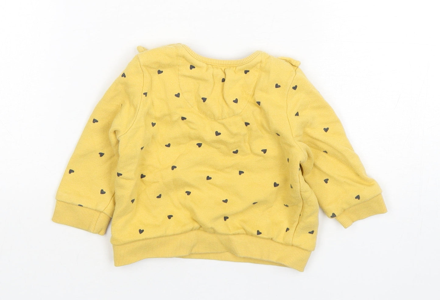 F&F Girls Yellow Polka Dot Cotton Pullover Jumper Size 3-6 Months  Pullover