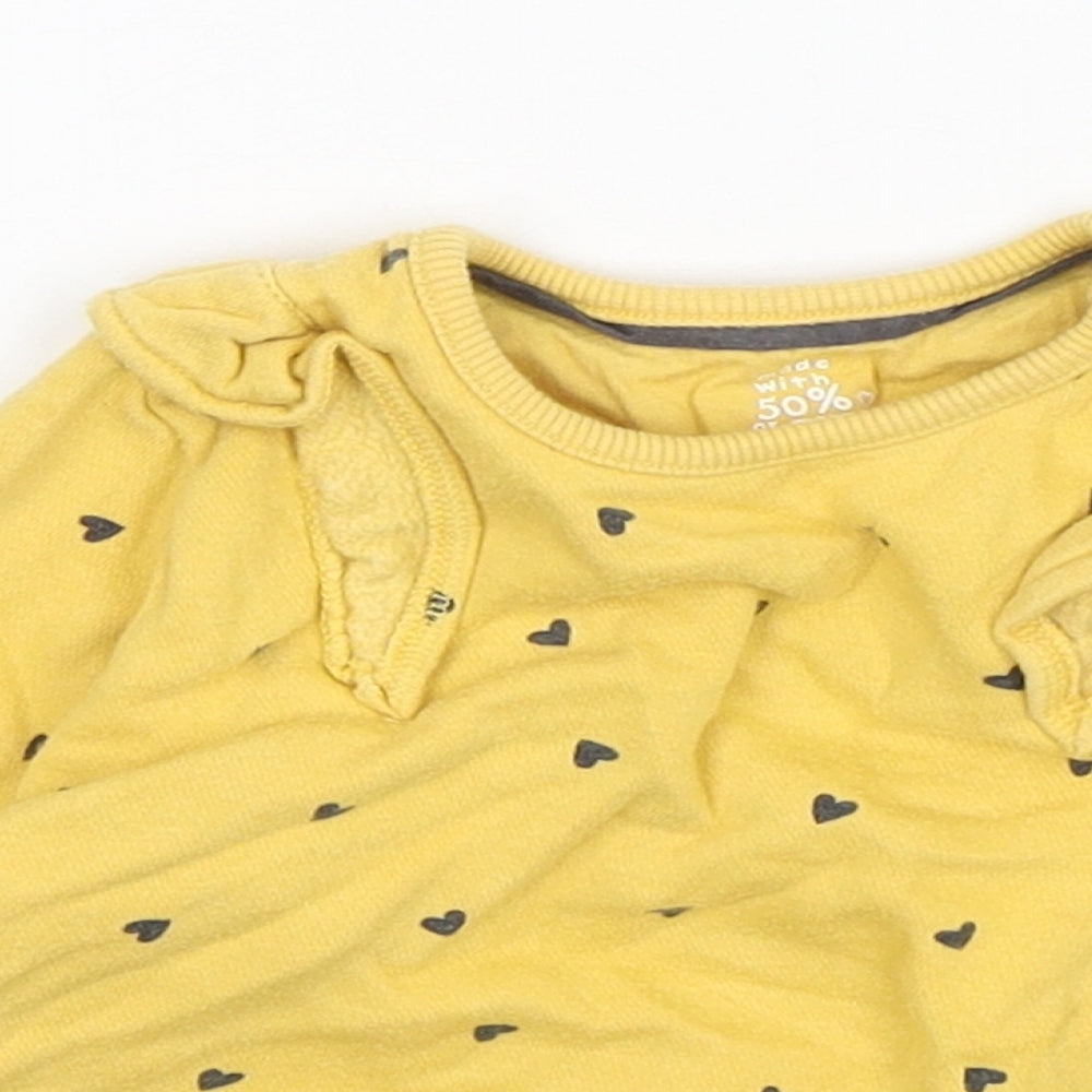 F&F Girls Yellow Polka Dot Cotton Pullover Jumper Size 3-6 Months  Pullover