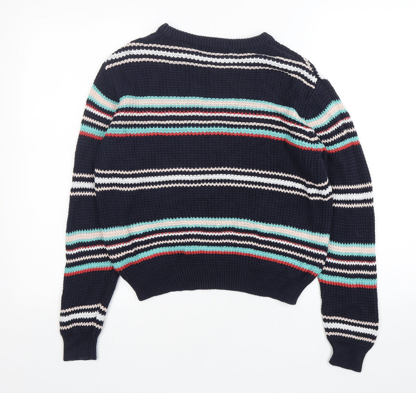 Atmosphere Womens Multicoloured Round Neck Striped Cotton Pullover Jumper Size 14