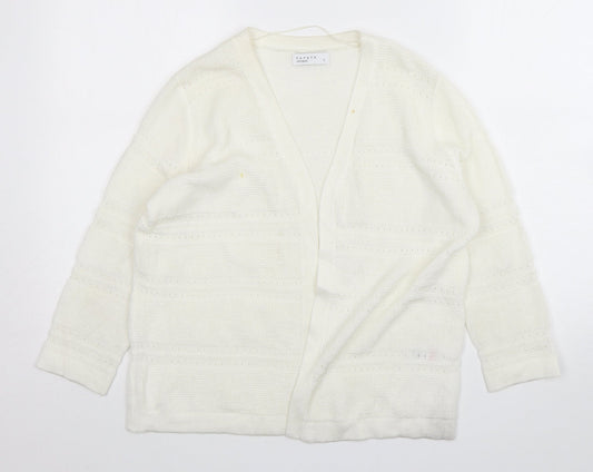 Papaya Womens Ivory V-Neck  Acrylic Cardigan Jumper Size 12
