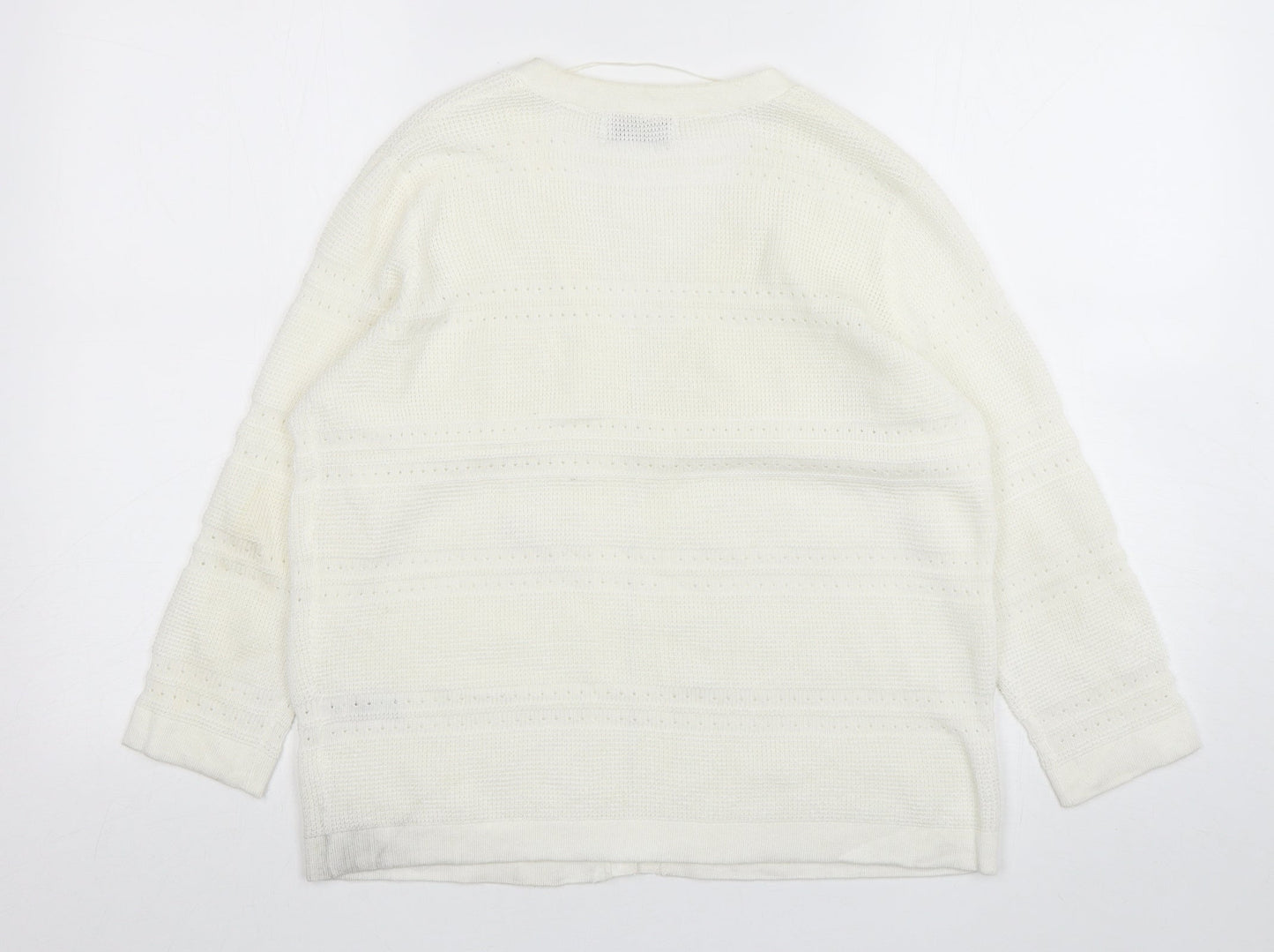 Papaya Womens Ivory V-Neck  Acrylic Cardigan Jumper Size 12