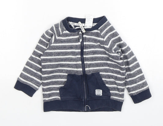 Anka Boys Blue Striped  Jacket  Size 12-18 Months   Zip