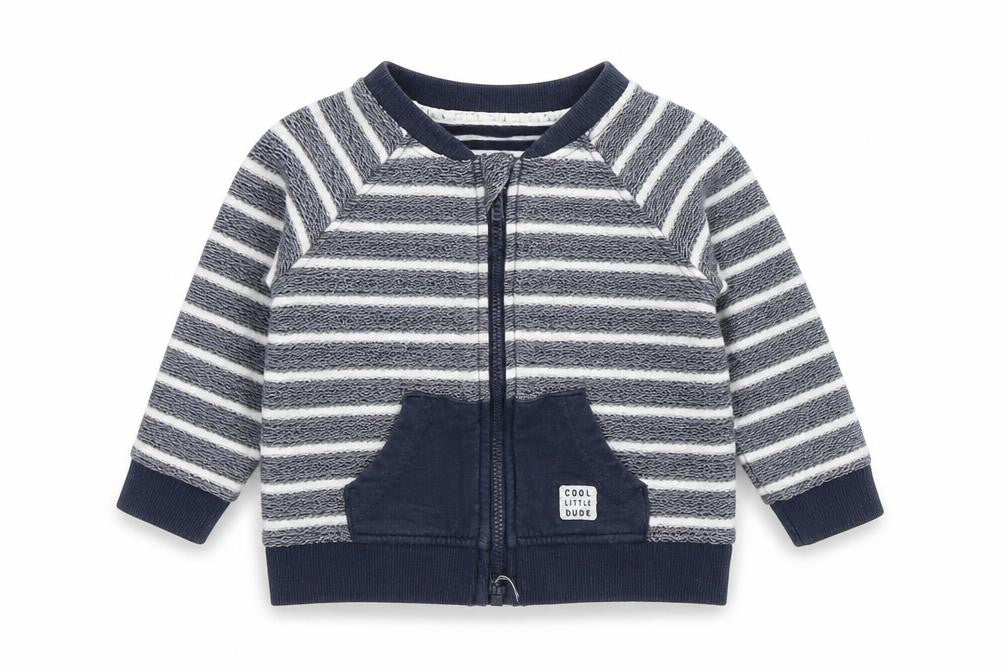 Anka Boys Blue Striped  Jacket  Size 12-18 Months   Zip