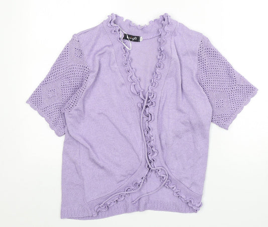 Insight Womens Purple V-Neck  Acrylic Cardigan Jumper Size M