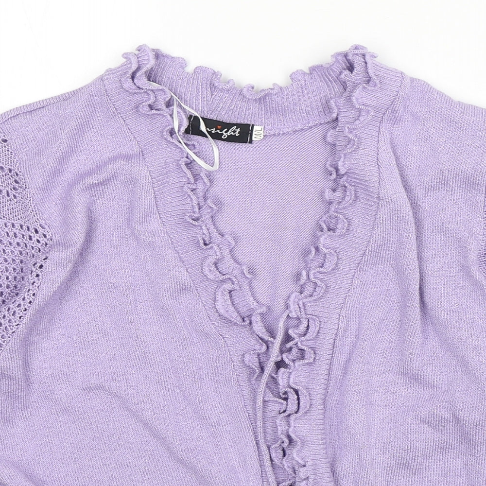 Insight Womens Purple V-Neck  Acrylic Cardigan Jumper Size M